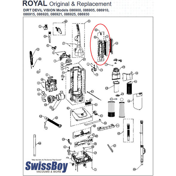Royal Royal / Dirt Devil Vision External Filter Housing & Switch Assembly  Part 9690122600