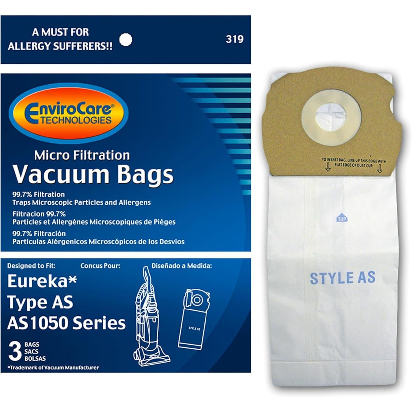 DVC Eureka Style "AS" Vacuum Bags - 3pk