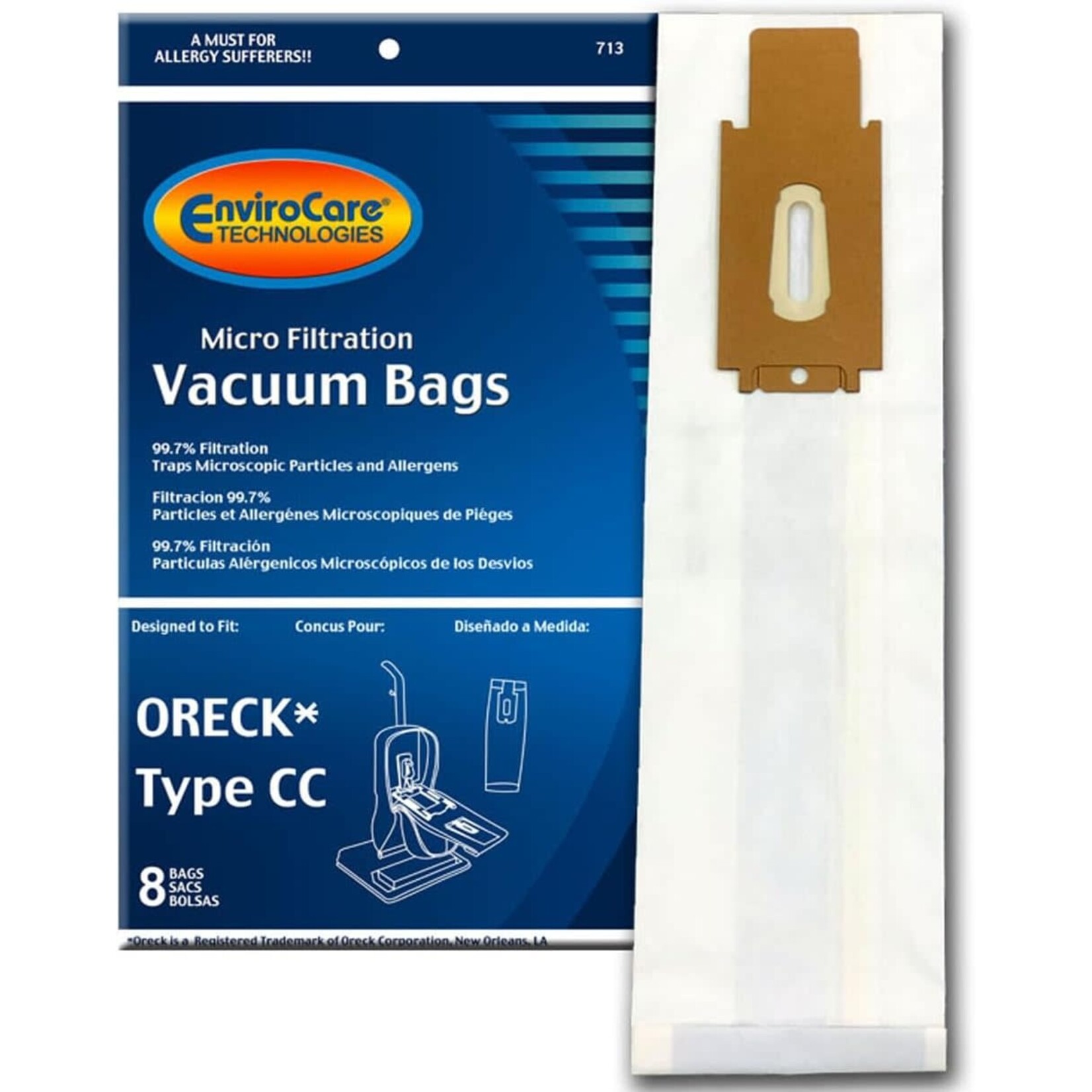 Oreck Oreck Type CC Vacuum Bag - Fits Dock & Non-Dock - 8-Pack