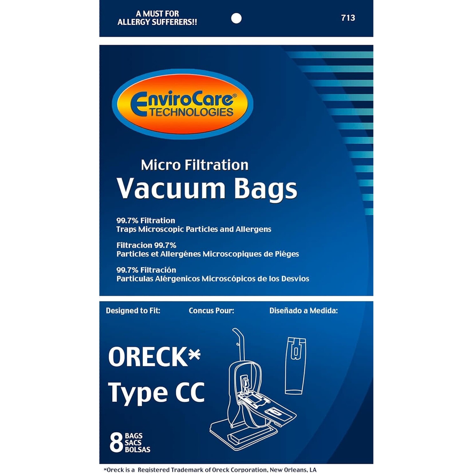 Oreck Oreck Type CC Vacuum Bag - Fits Dock & Non-Dock - 8-Pack