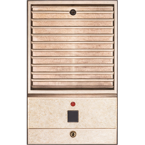 AudioTech Louvered Intercom Door Station with Doorbell Button – Bright Brass (Part# DSLB)