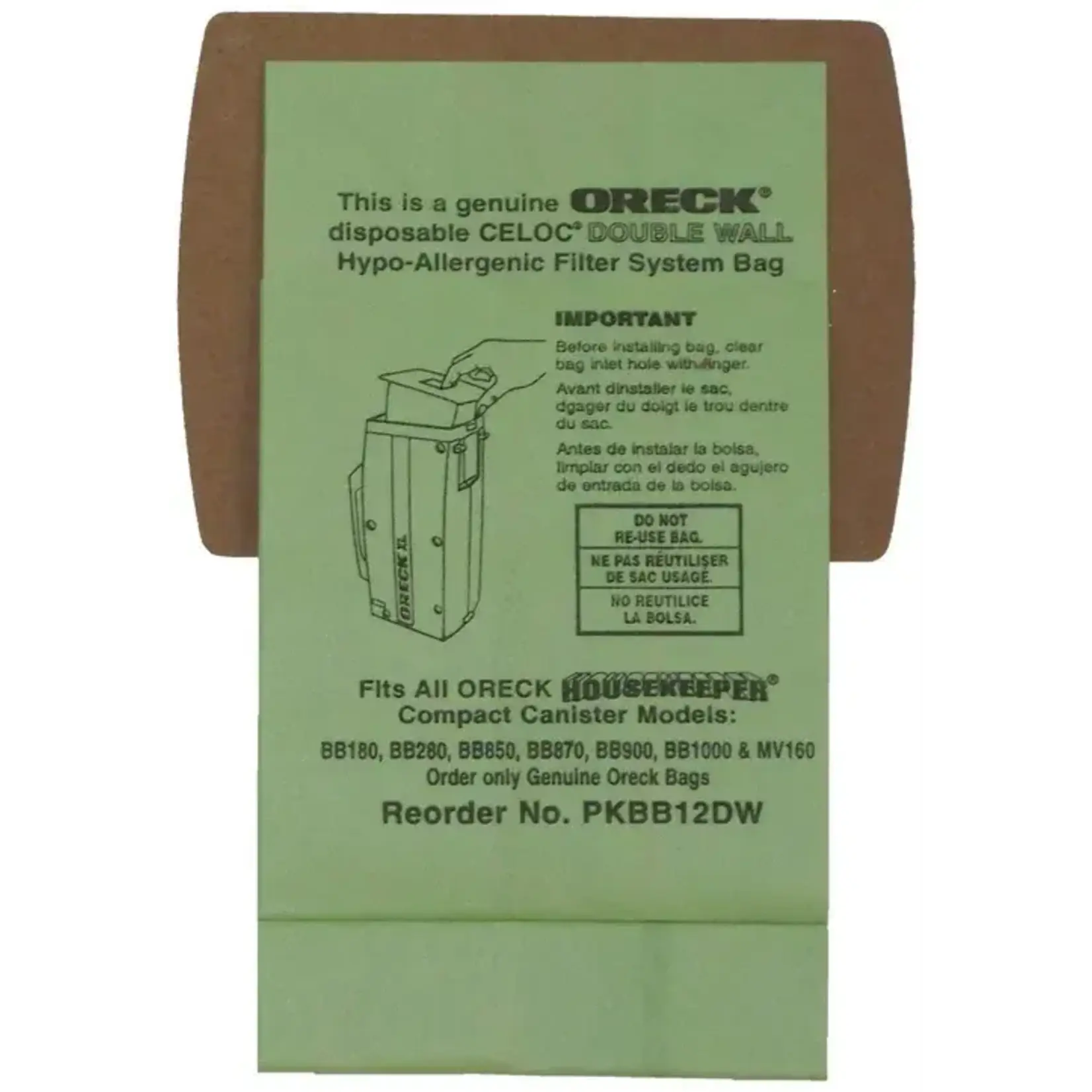 Oreck Oreck Type BB Vacuum Bags - 12 Pack + 1 Filter