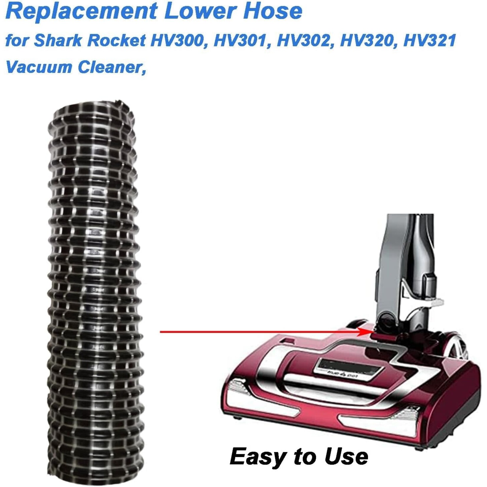 Shark Shark Lower Nozzle Hose for Rocket HV300, HV301, HV302, HV305, HV320, HV321 Vacuum Cleaner Soft Duct Hose 6" x 1.25" 2pcs
