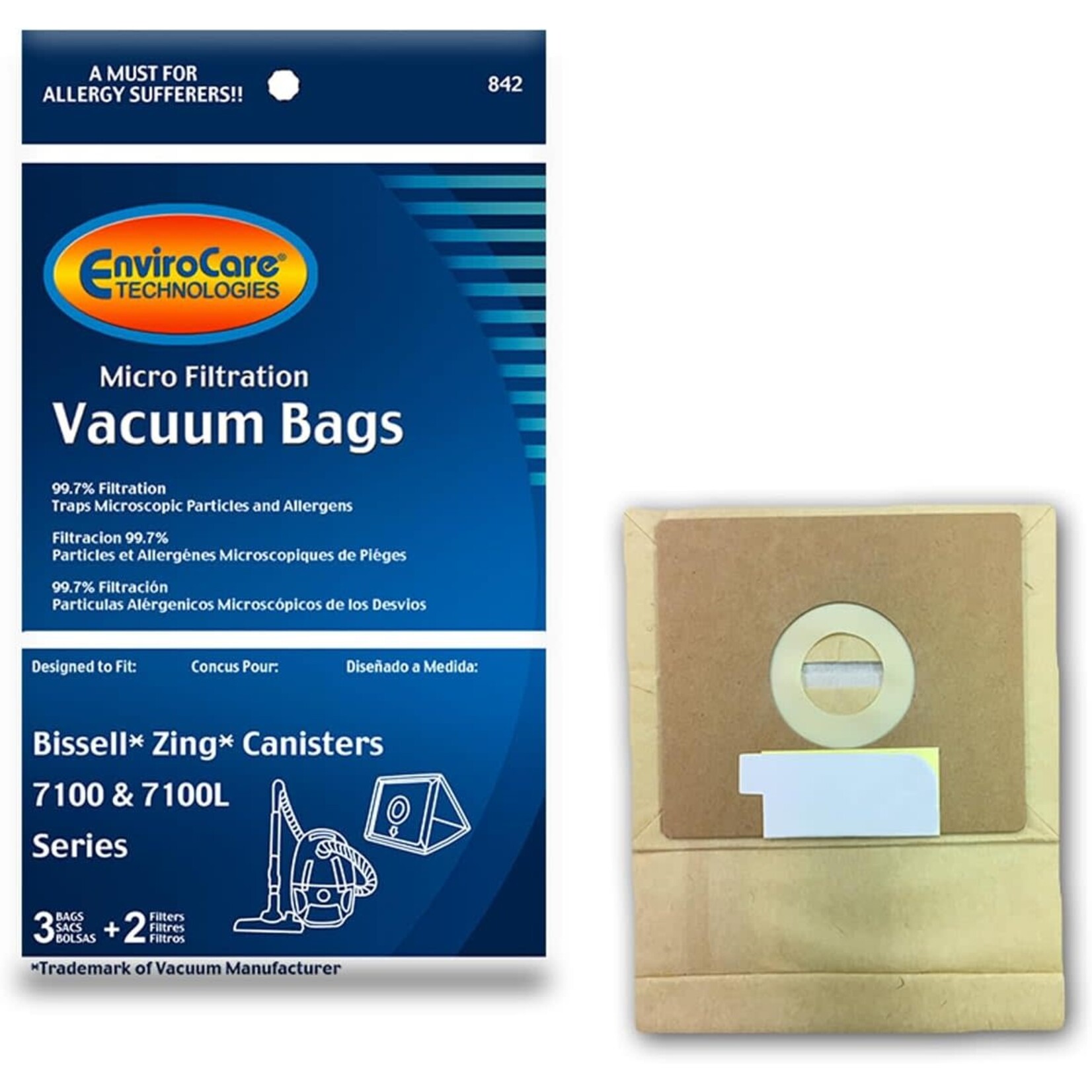 Bissell Bissell 7100 Zing Canister Paper Vacuum Bags - 3 Pack & 2 Filters