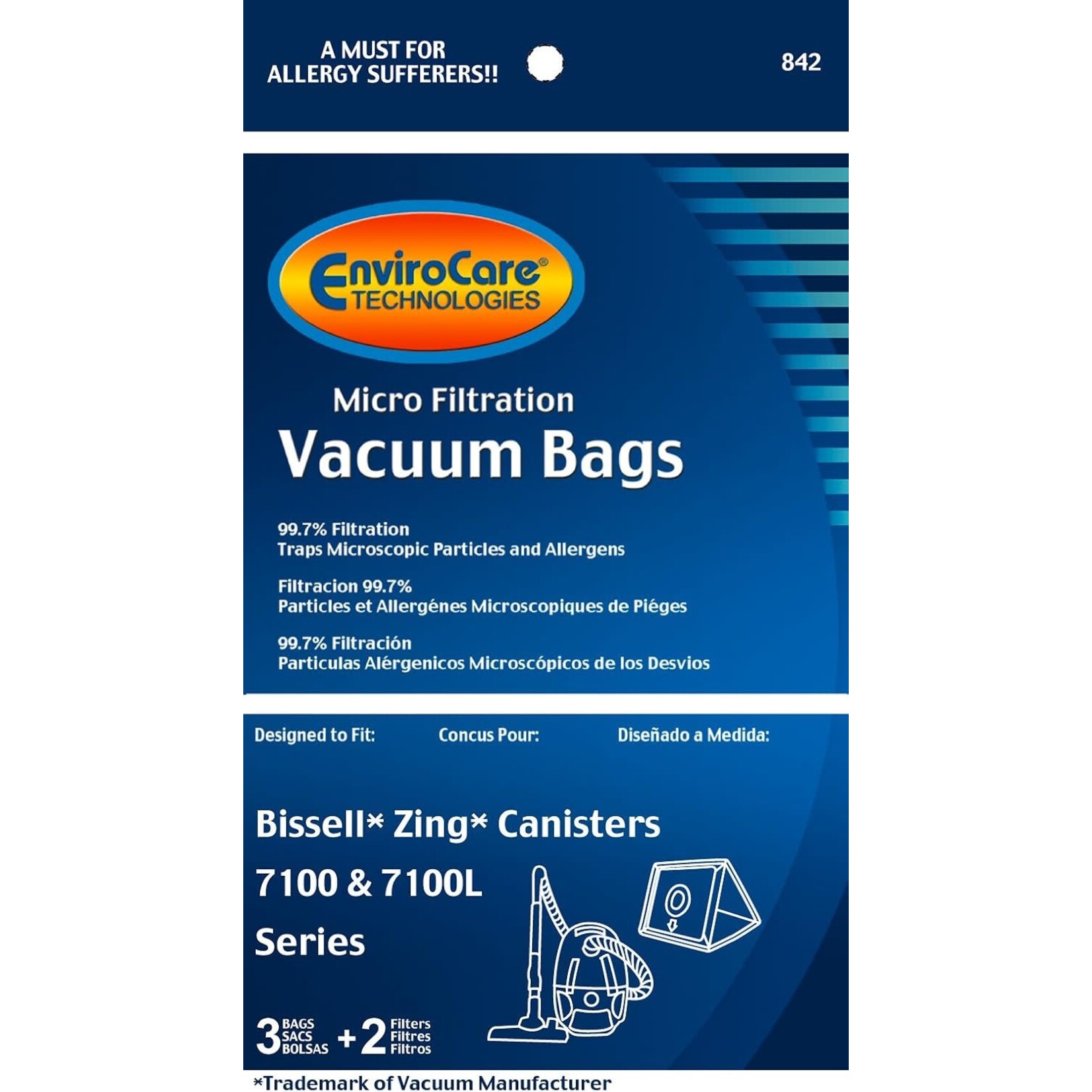 Bissell Bissell 7100 Zing Canister Paper Vacuum Bags - 3 Pack & 2 Filters