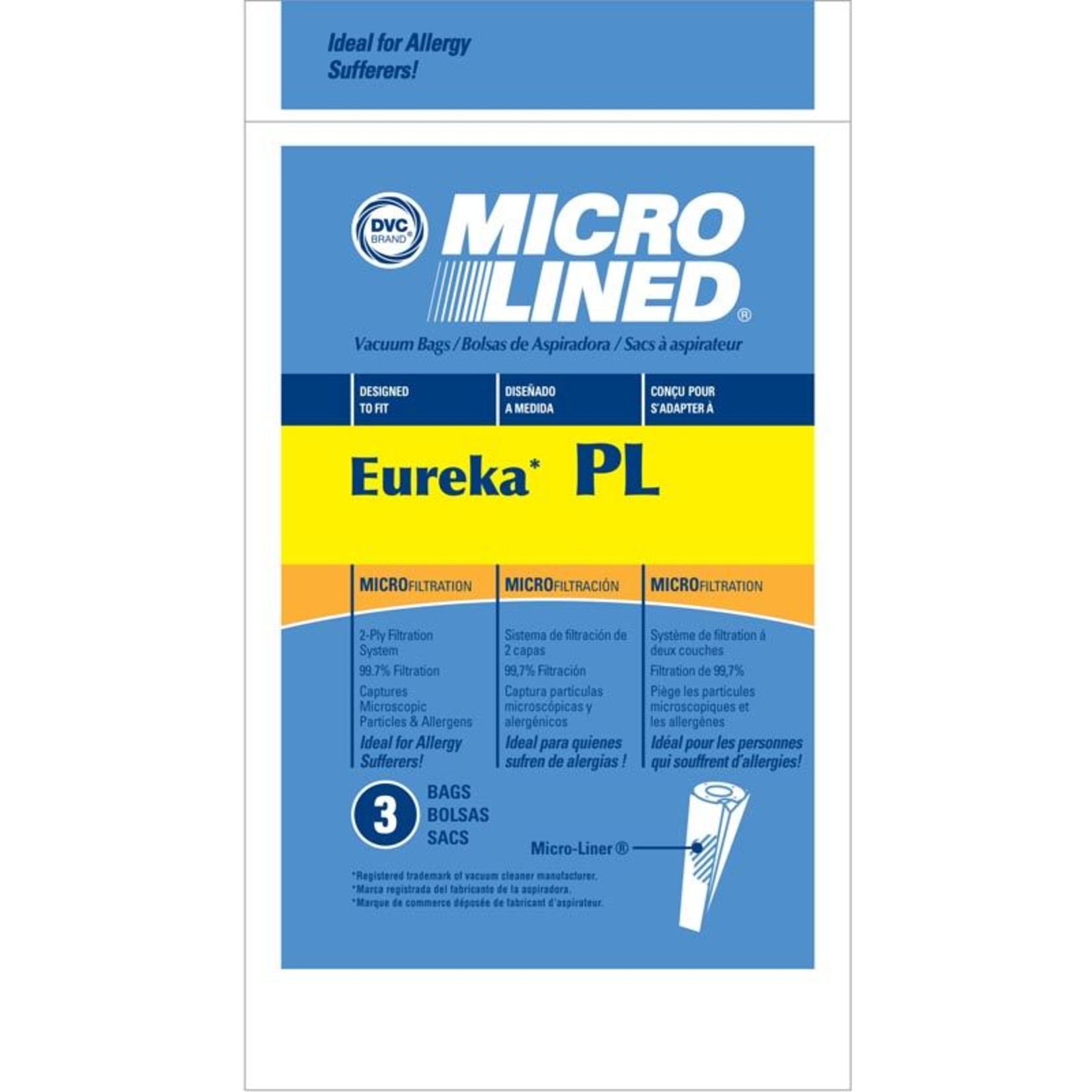 DVC Eureka Style "PL" Vacuum Bags - 3pk