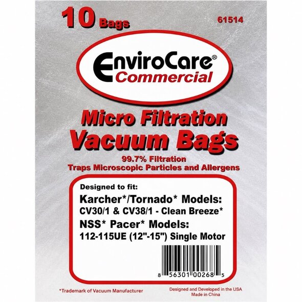 NSS NSS/Tornado ECC174 14-2469-04 Paper Vacuum Bags for Pacer, CV30 & CV38, 10pk