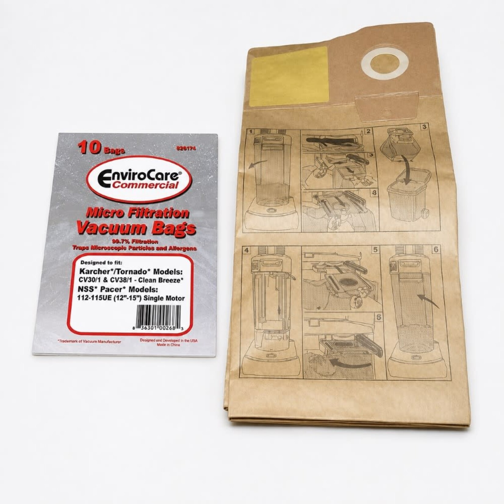NSS NSS/Tornado ECC174 14-2469-04 Paper Vacuum Bags for Pacer, CV30 & CV38, 10pk