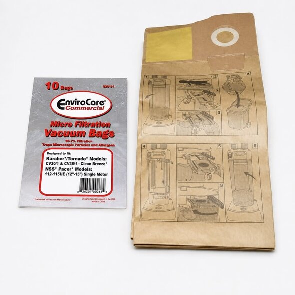 NSS NSS/Tornado ECC174 14-2469-04 Paper Vacuum Bags for Pacer, CV30 & CV38, 10pk