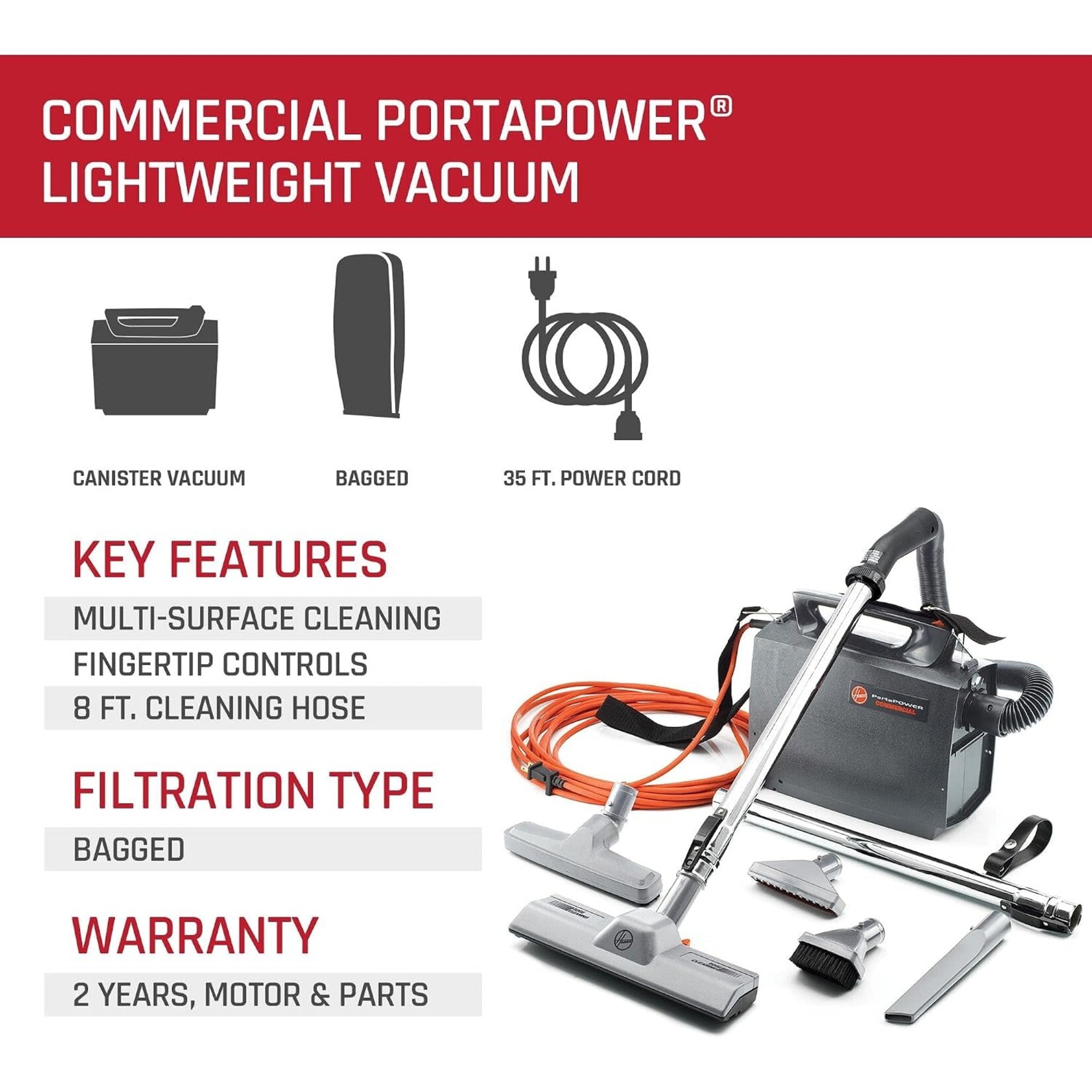 Hoover Hoover Commercial CH30000 PortaPower Portable Canister Vacuum