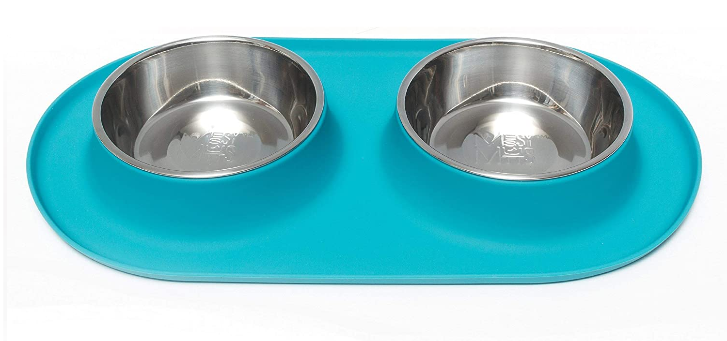Messy Mutts Blue Double Feeder 1.5  Cup