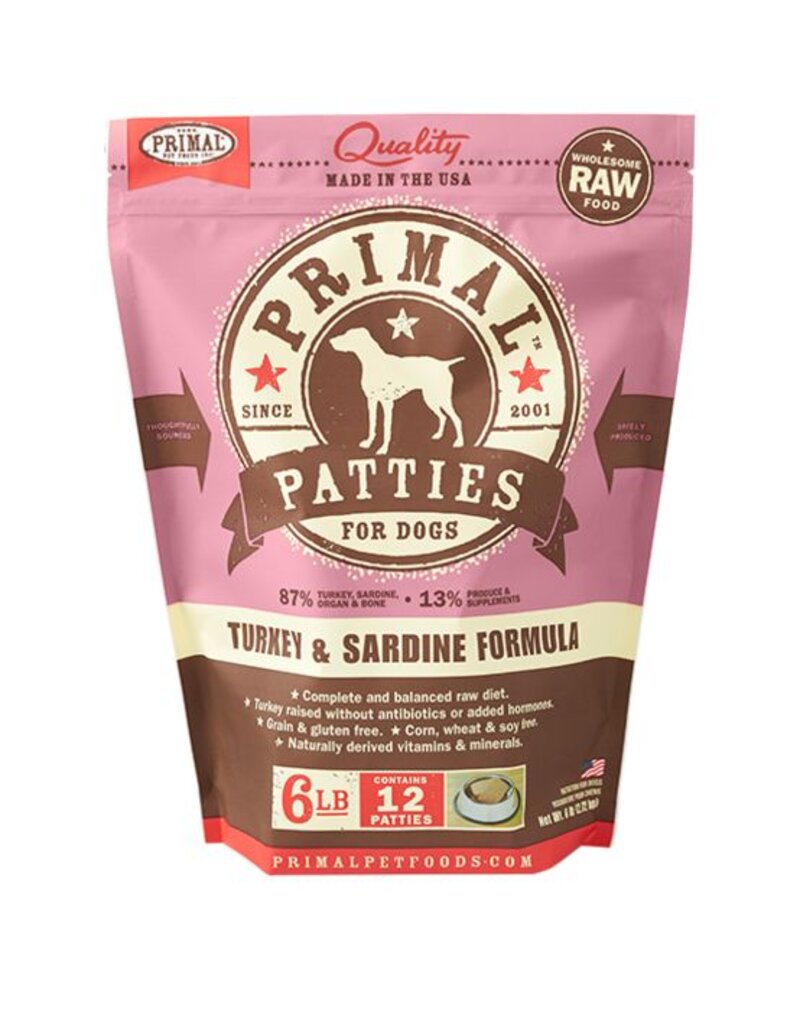 Primal Primal Patties for Dogs Turkey 6lb