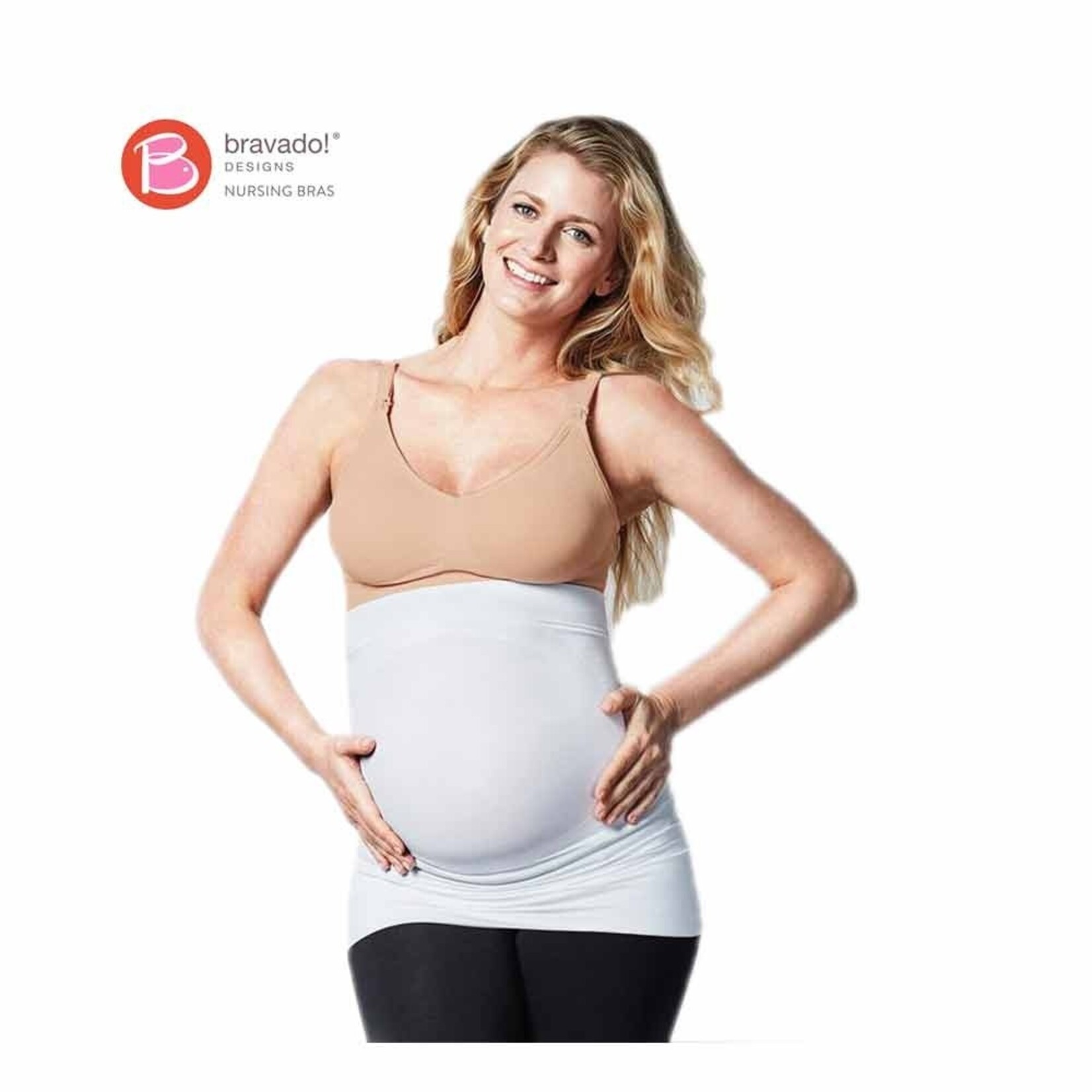 Bravado Belly and Back Pregnancy Support Band White