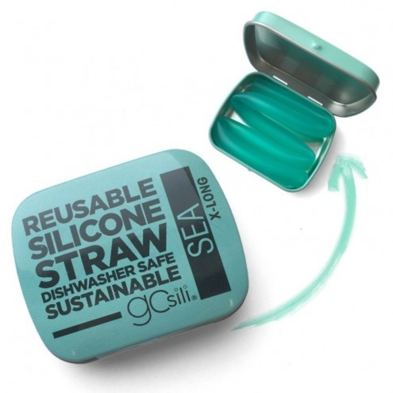 Single Reusable Silicone Straws in Tin POP
