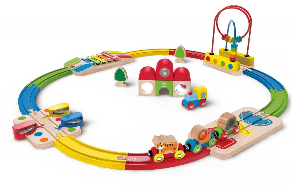 hape musical rainbow railway