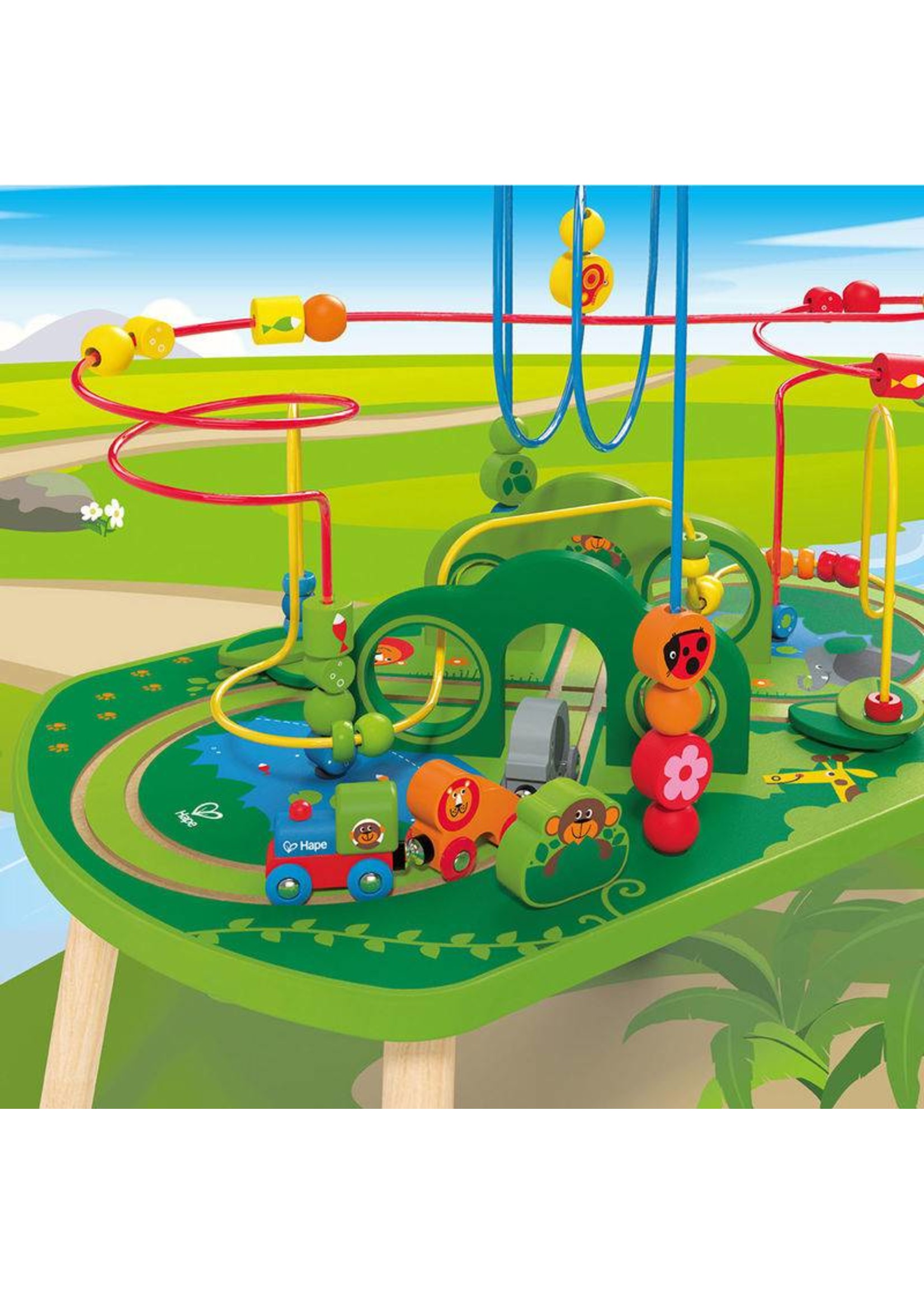 Hape Jungle Play & Train Activity Table E3801 Grow Children's