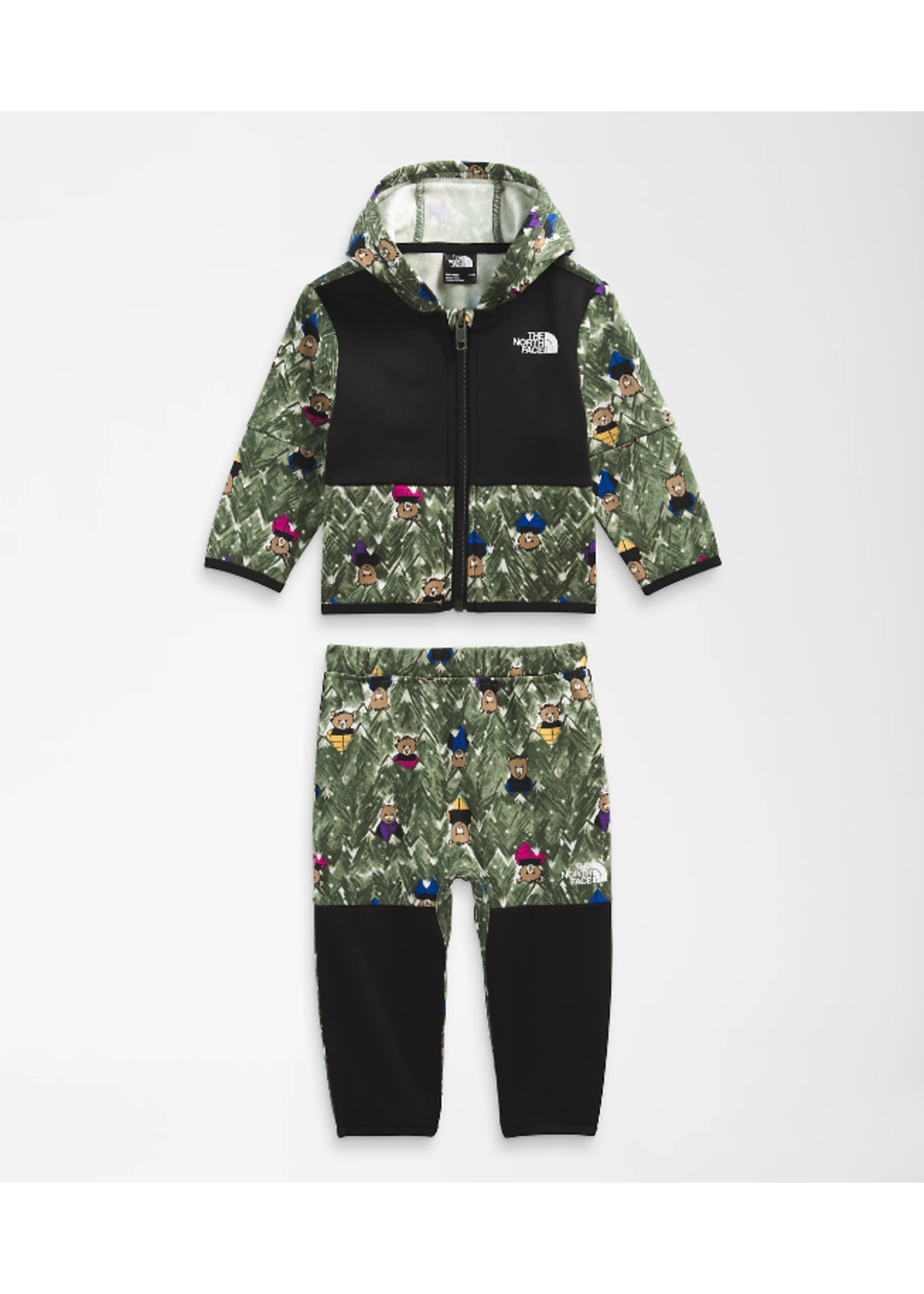 The North Face Baby Winter Warm Set - Thyme Nuptse Forest Bears Print