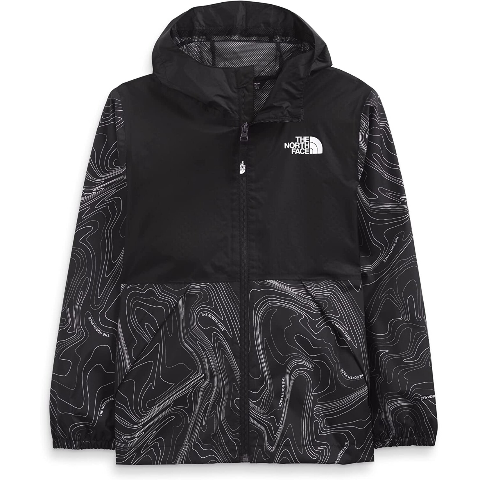 The North Face Boys Zipline Rain Jacket Printed Black/Topographic