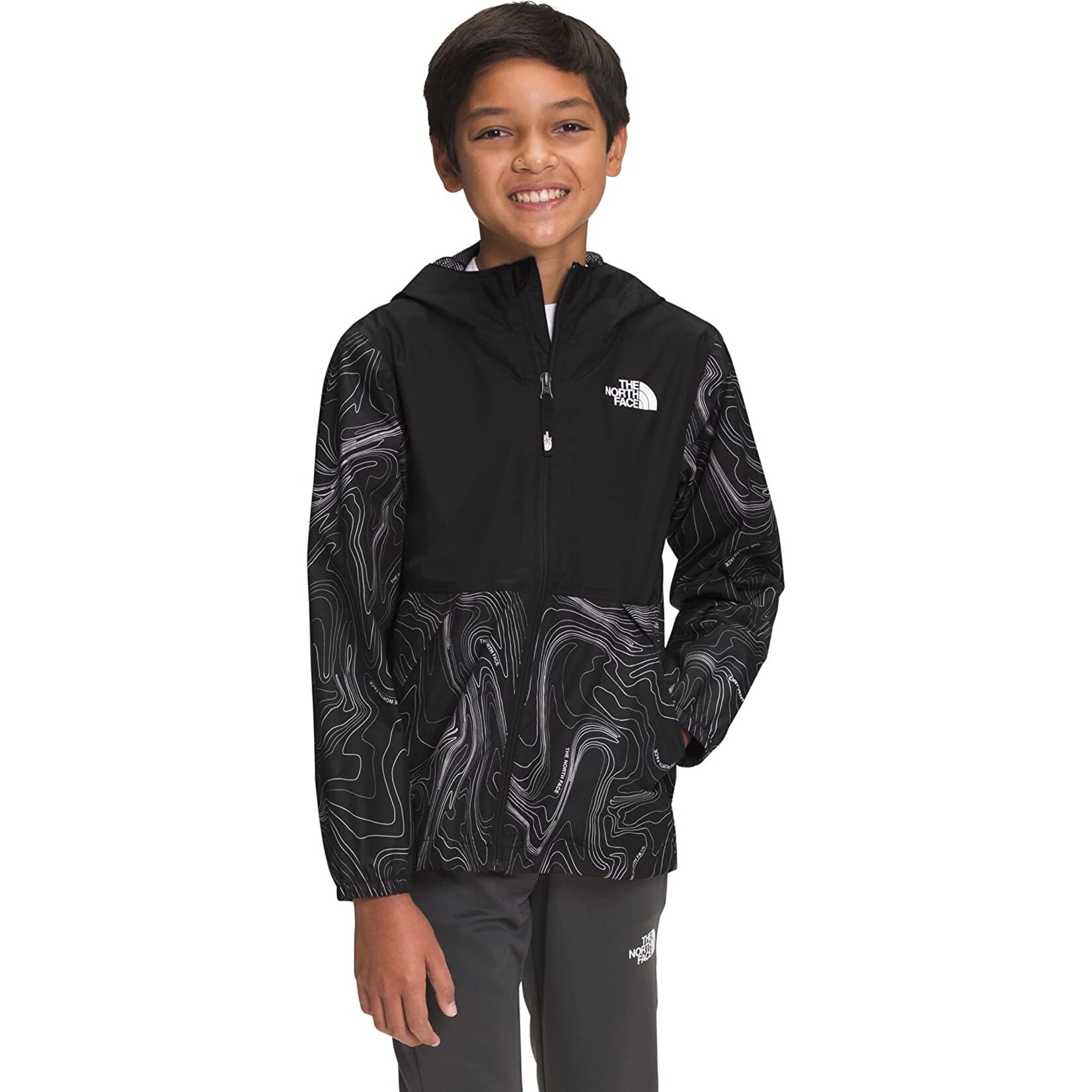 The North Face Boys Zipline Rain Jacket Printed Black/Topographic