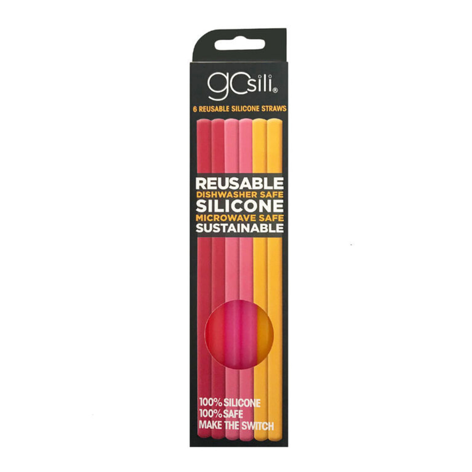 GoSili Silicone Straws 6pk - Ombre Red