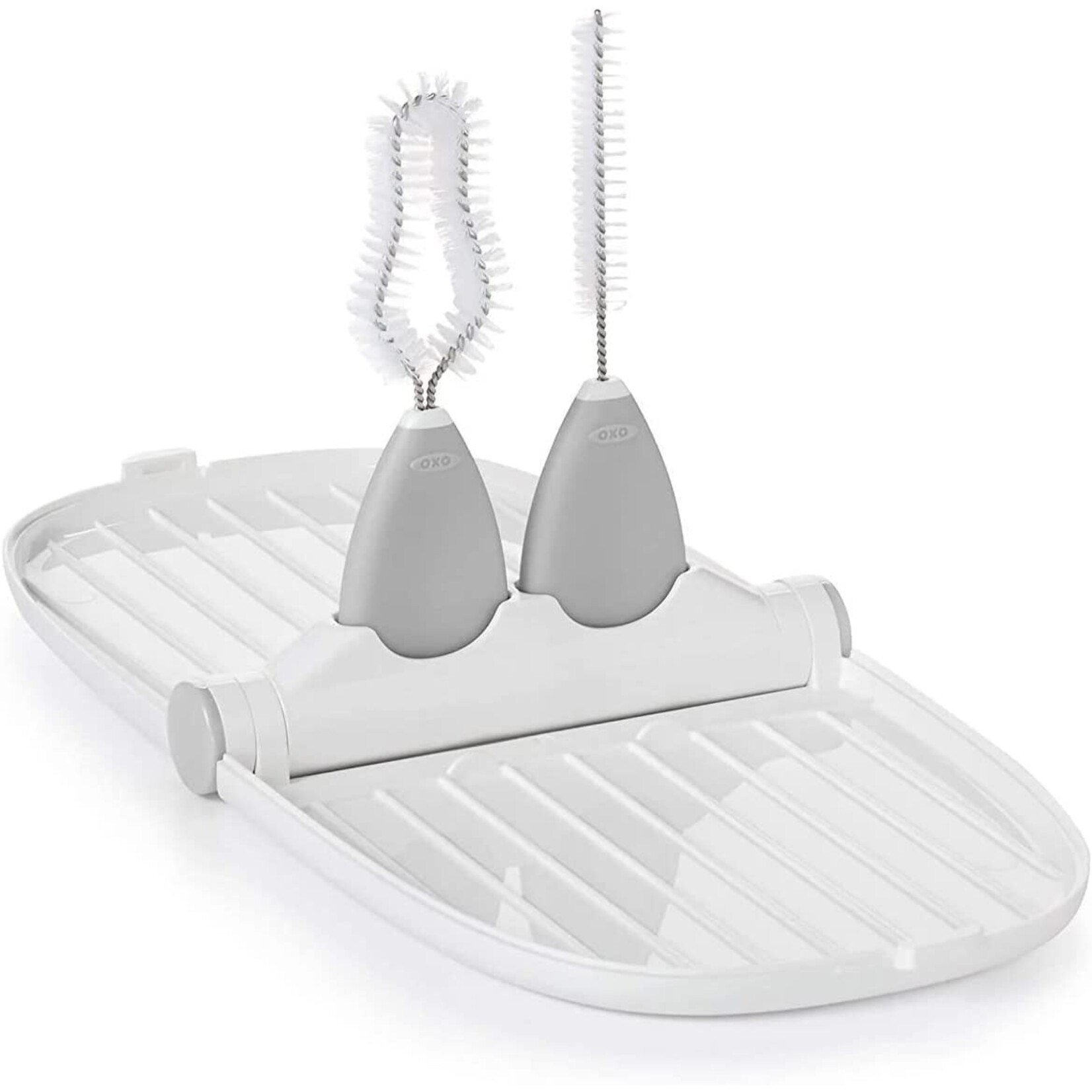 Oxo Tots Breast Pump Parts Drying Rack with Detail Brushes - Grey