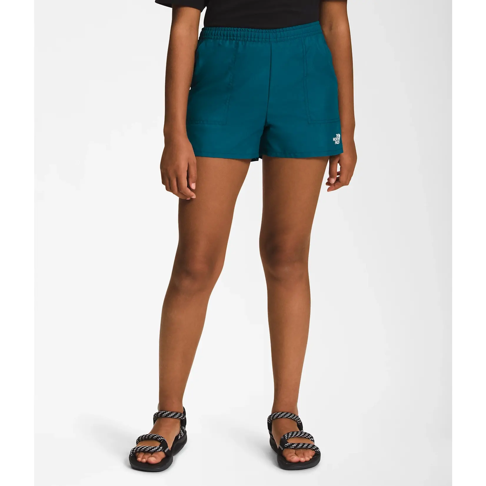 The North Face Girls’ Amphibious Class V Shorts Blue Coral TNF Phantom Print