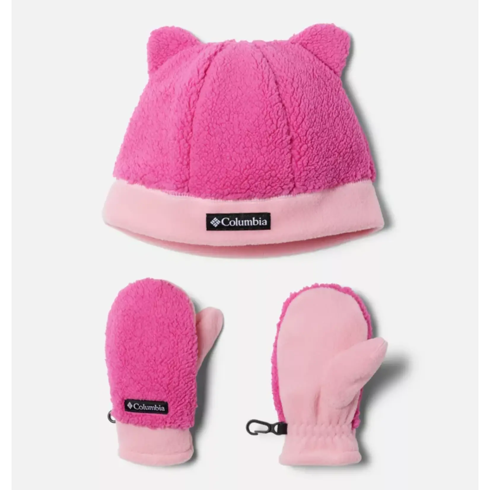 Columbia Toddler rugged ridge, beanie and mitten - pink ice, pink orchid