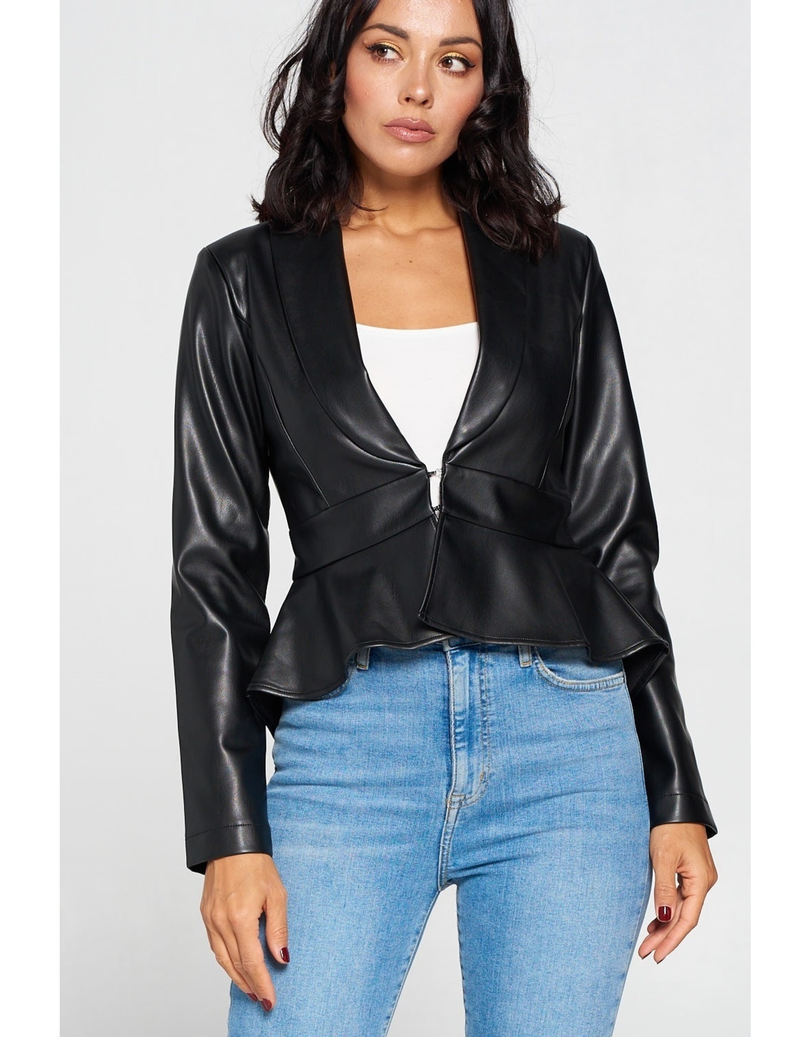 Peplum Pleather Jacket