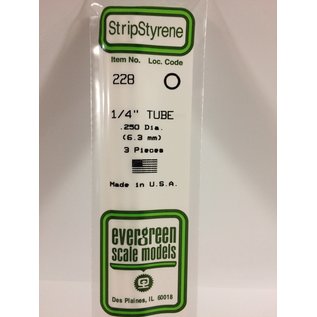 Evergreen 228 Styrene Tube 250 Dia., 3Pc.