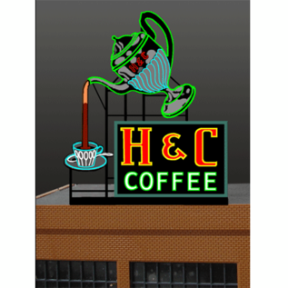 Miller Engineering 7881 H & C Coffee Animated Neon Billboard Sign