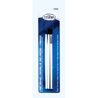 Testors 8706WM Paint Brush Set, 1-Pointed, 1-Flat, 1-Wide