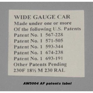 Model Engineering Works AW5004 AF Patent Label