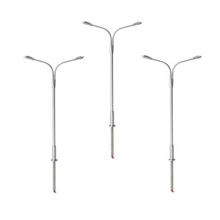 Atlas N 70000153 Double Arm Streetlight Silver, 3-Pack, N Scale