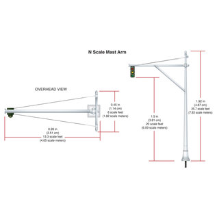 Woodland Scenics JP5637 Traffic Mast Arm, 4 Lights, N Scale