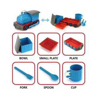 Chew Chew Train (Blue) (Bowl, Plates, Fork, Spoon, and Cup)