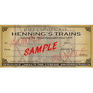 Henning's Trains In-Store Gift Certificate, $70