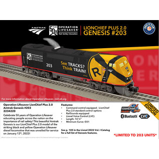 Lionel 2234220 Amtrak Operation Lifesaver Genesis #203