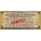 Henning's Trains In-Store Gift Certificate, $25