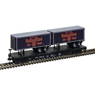 Atlas 50006504 50' Flat Car w/2 Trailers Ballantine, EL #7413