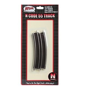Atlas 2010 10" Radius Curve Track, Code 55, 6Pcs.