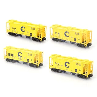 RMT 86304 Chessie System 2-Bay 34ft PS-2 Covered Hopper, 4-Pack