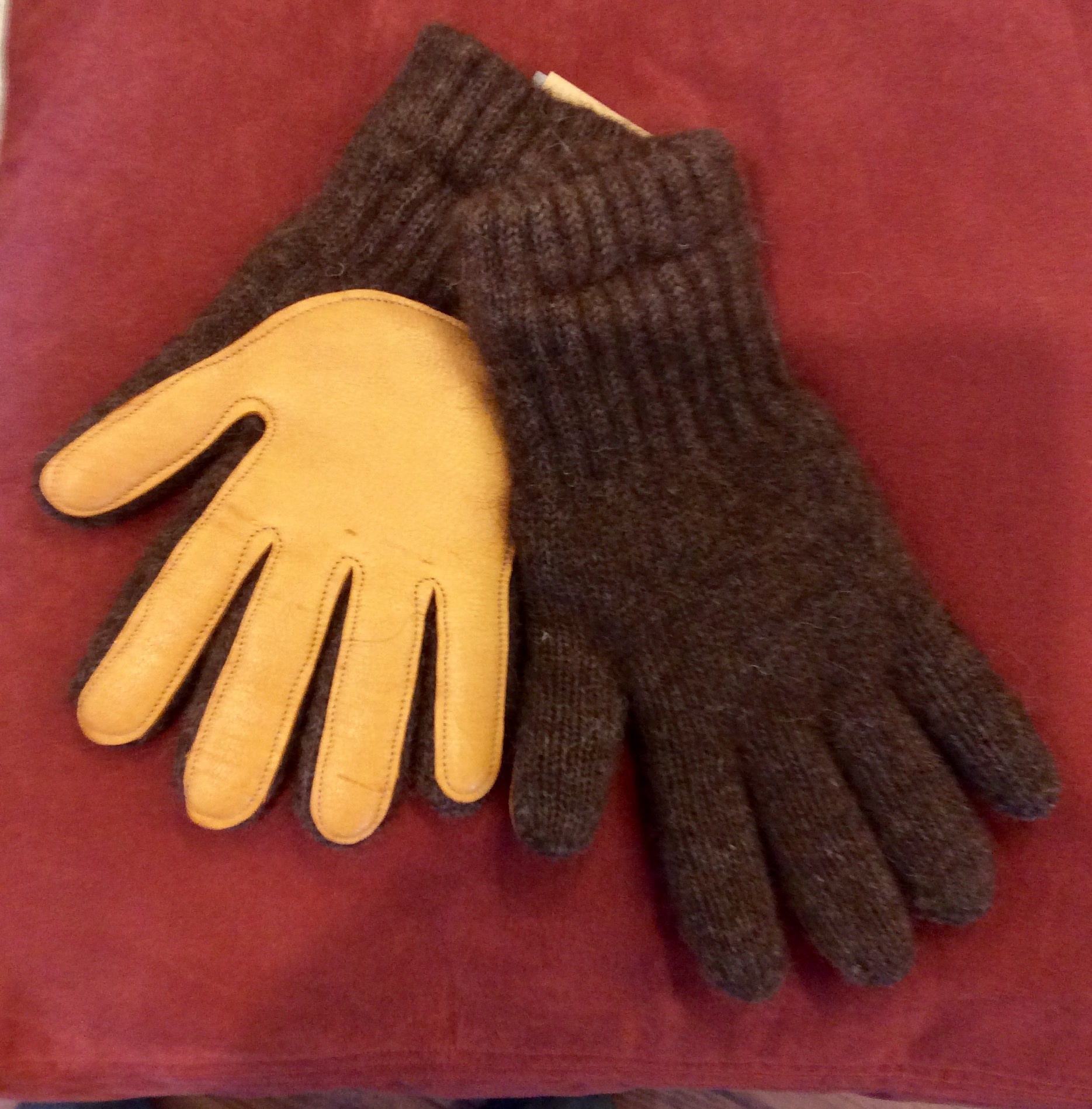 Alpaca Driving Gloves w/leather Palm LG