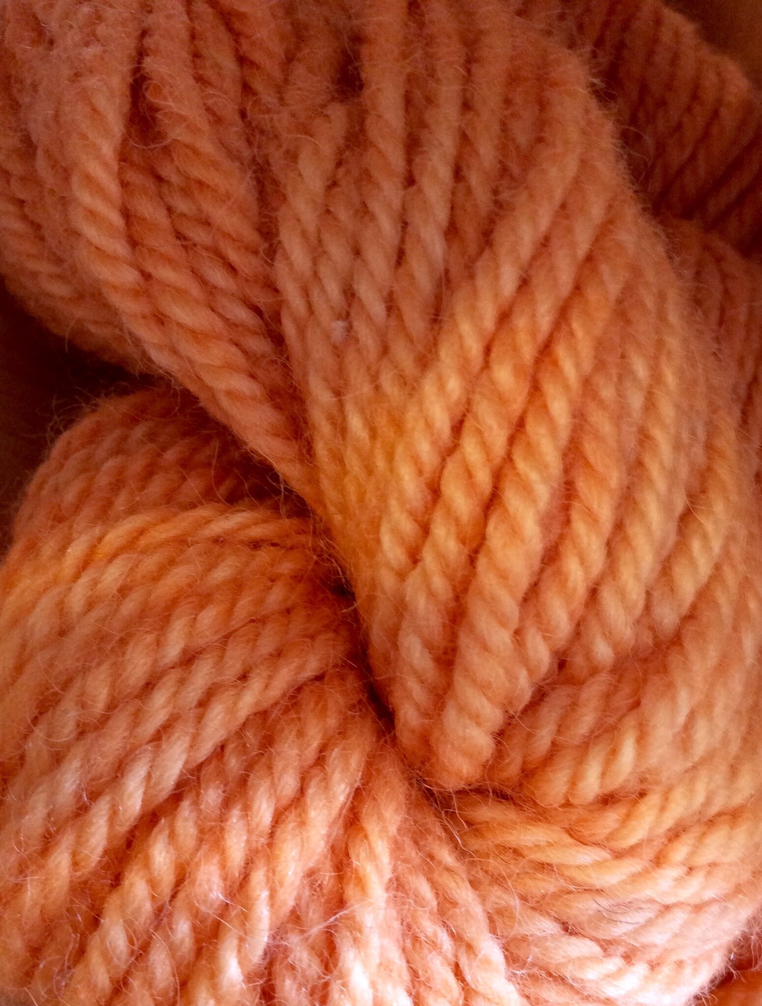Hand Dyed Peach Bulky 3.5 Oz 110 Yds 3 Ply 70% ALapca 30% Merino
