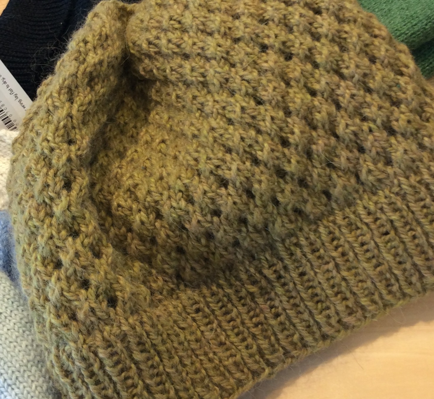 Hand KnitCabled Ponytail Hat