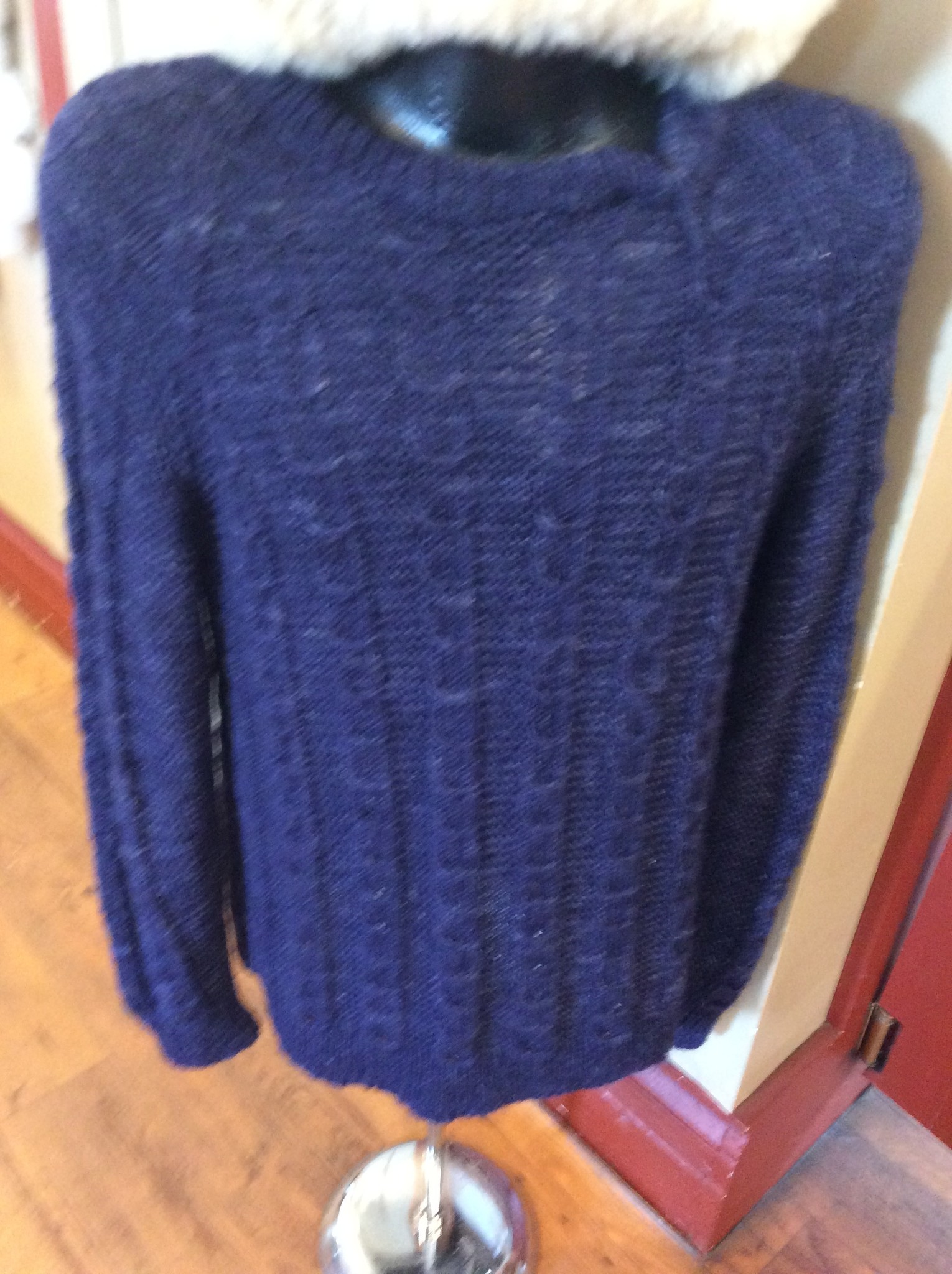 Handknit Dos Equis Denim Sweater 90% Alpaca 10% Silk