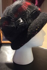 Hand Knit and Felted Hat w/Black Rossette