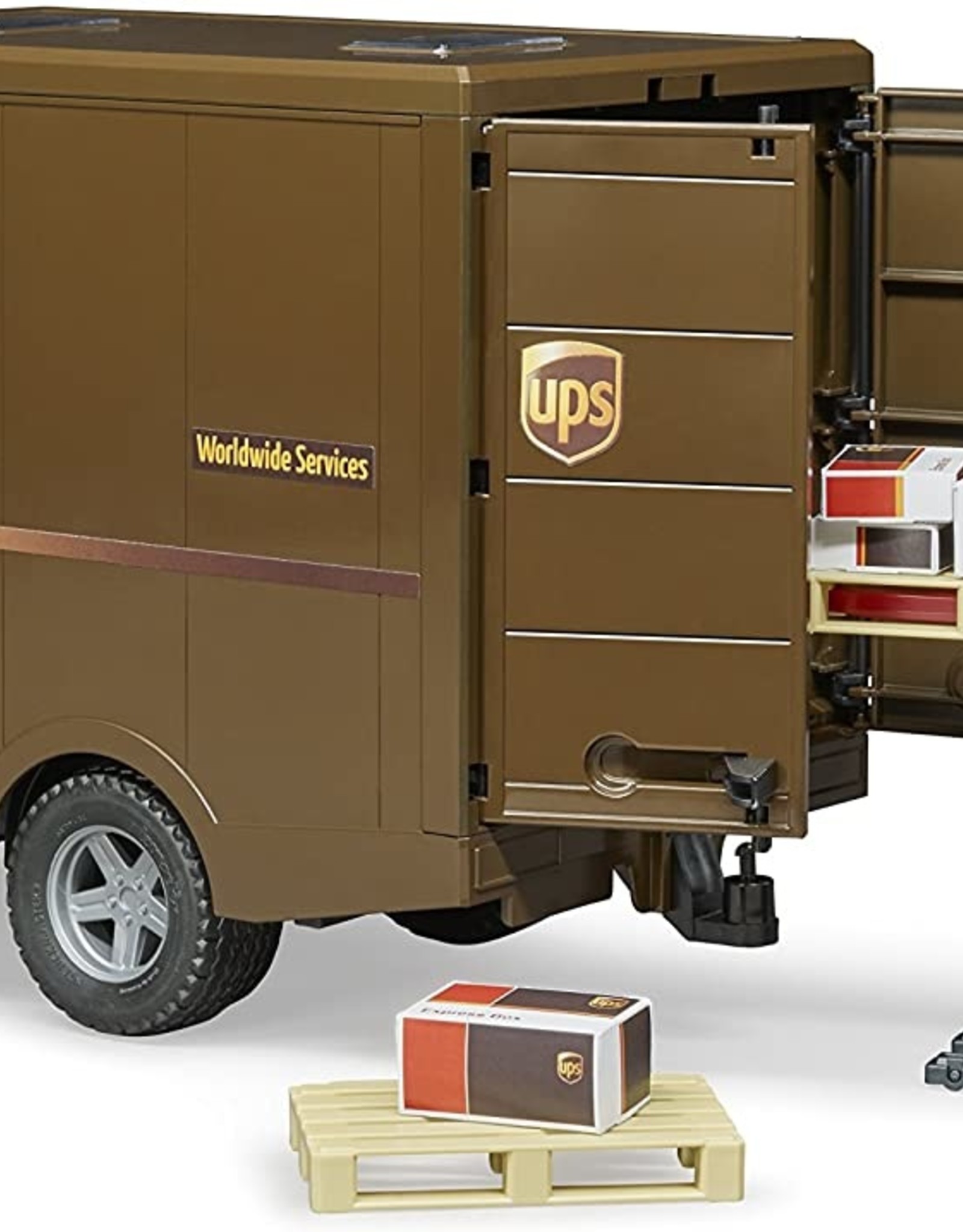 UPS Truck with Driver and Accessories
