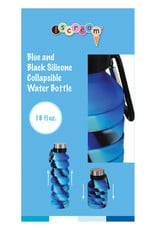 Blue and Black Tie Dye Silicone Collapsible Water Bottle