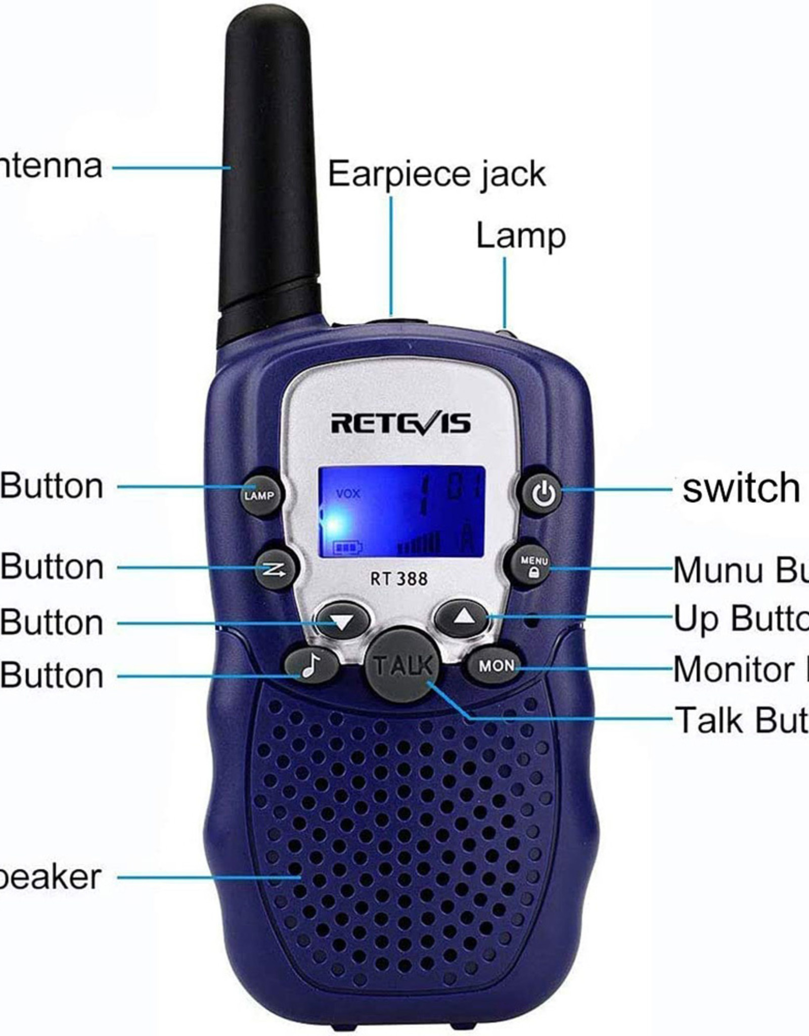 Retevis Walkie Talkies with Flashlight - Dark Blue