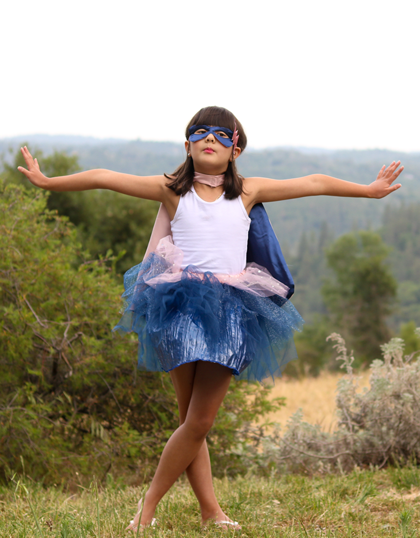 Super-duper Tutu Cape & Mask - Navy/Pink - 4-6